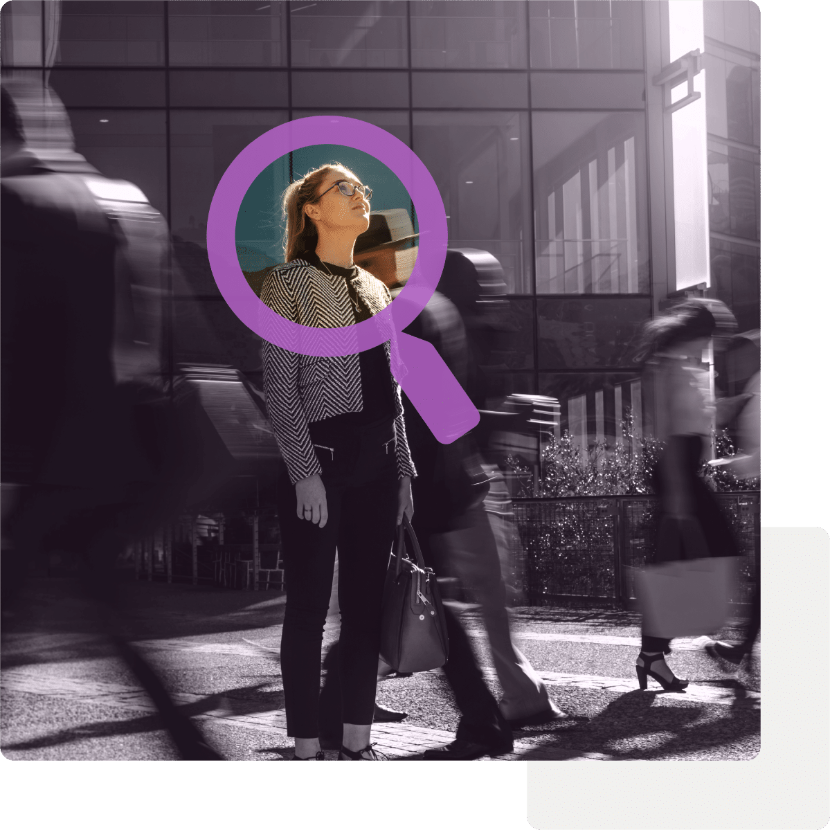 magnifying glass identifying Executive search candidate
